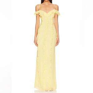 Lovers + Friends Sunny Yellow Ruffle Maxi Dress